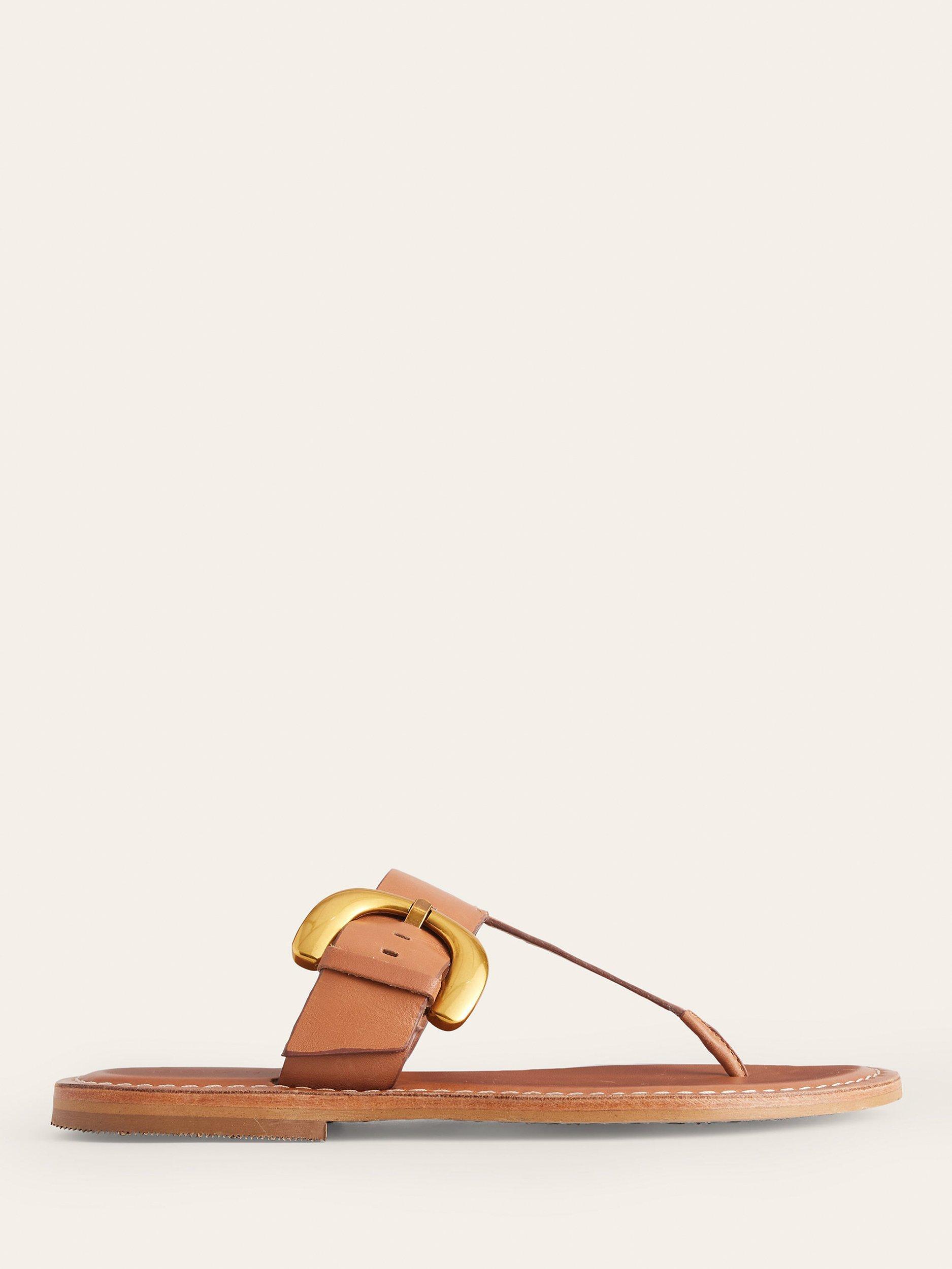 Boden Leather Buckled Sandals, Tan