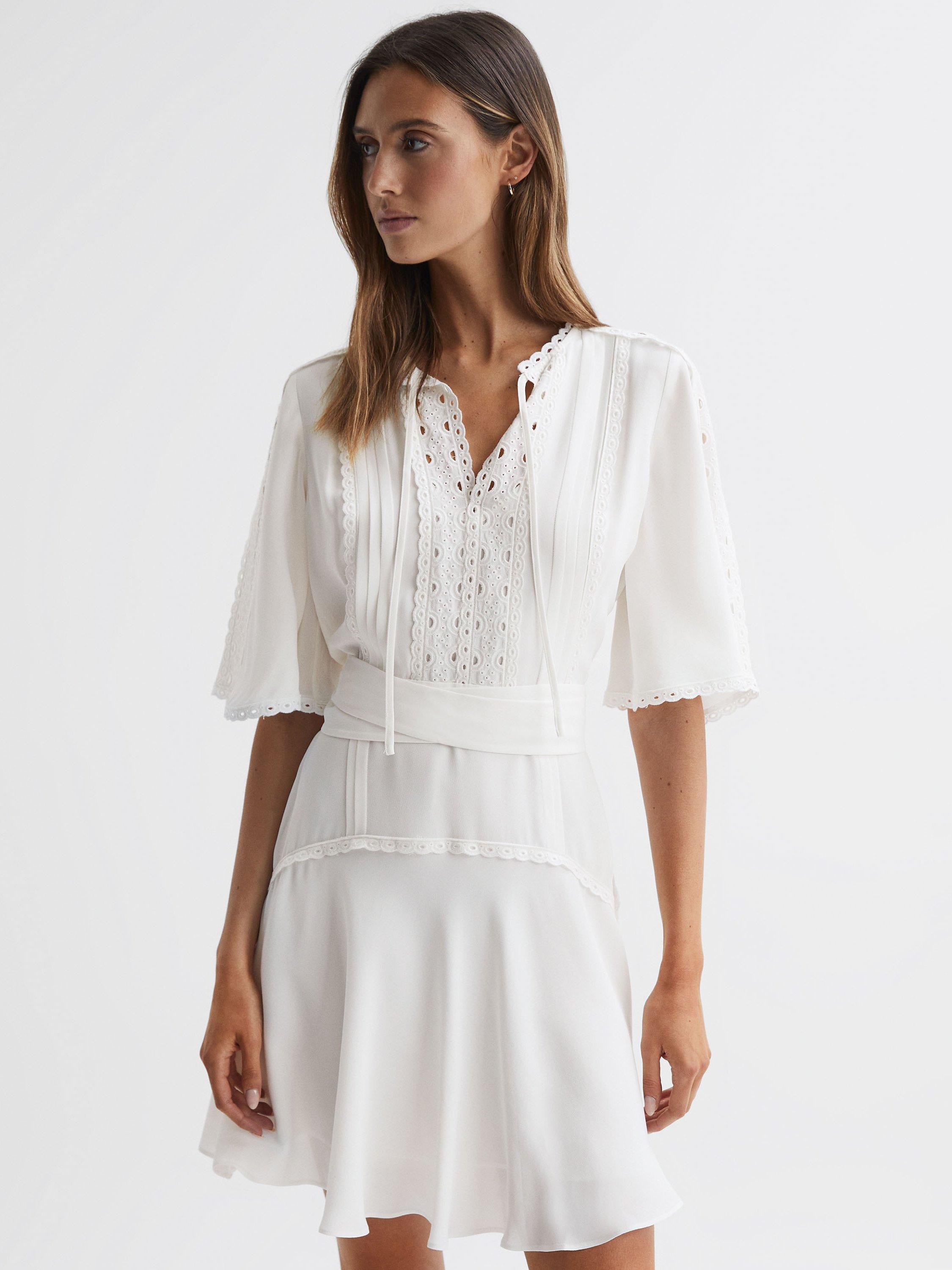 Reiss Felicity Lace Detail Mini Dress