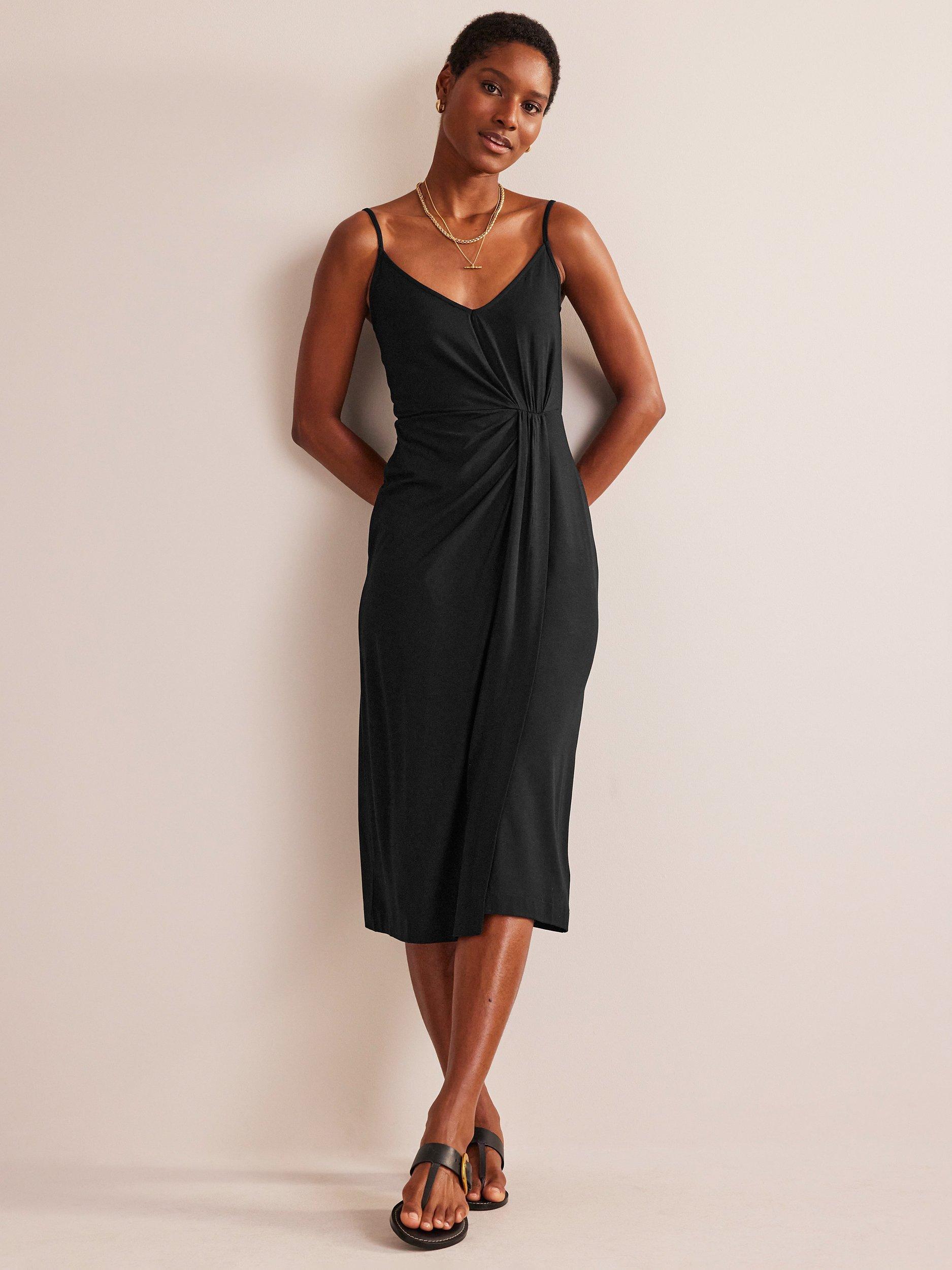 Boden Sarong Midi Dress, Black