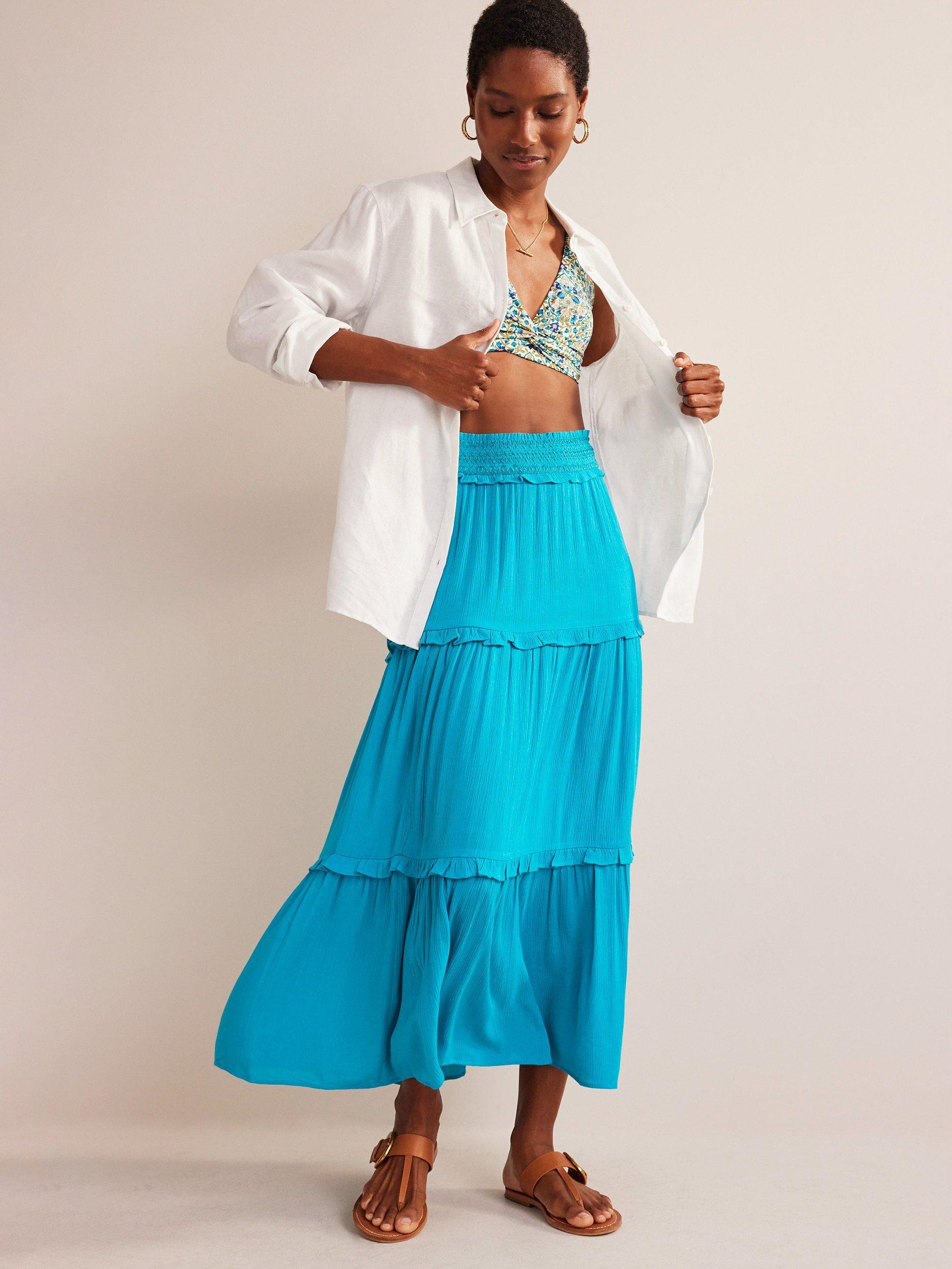 Boden Crinkle Maxi Skirt, Ultramarine