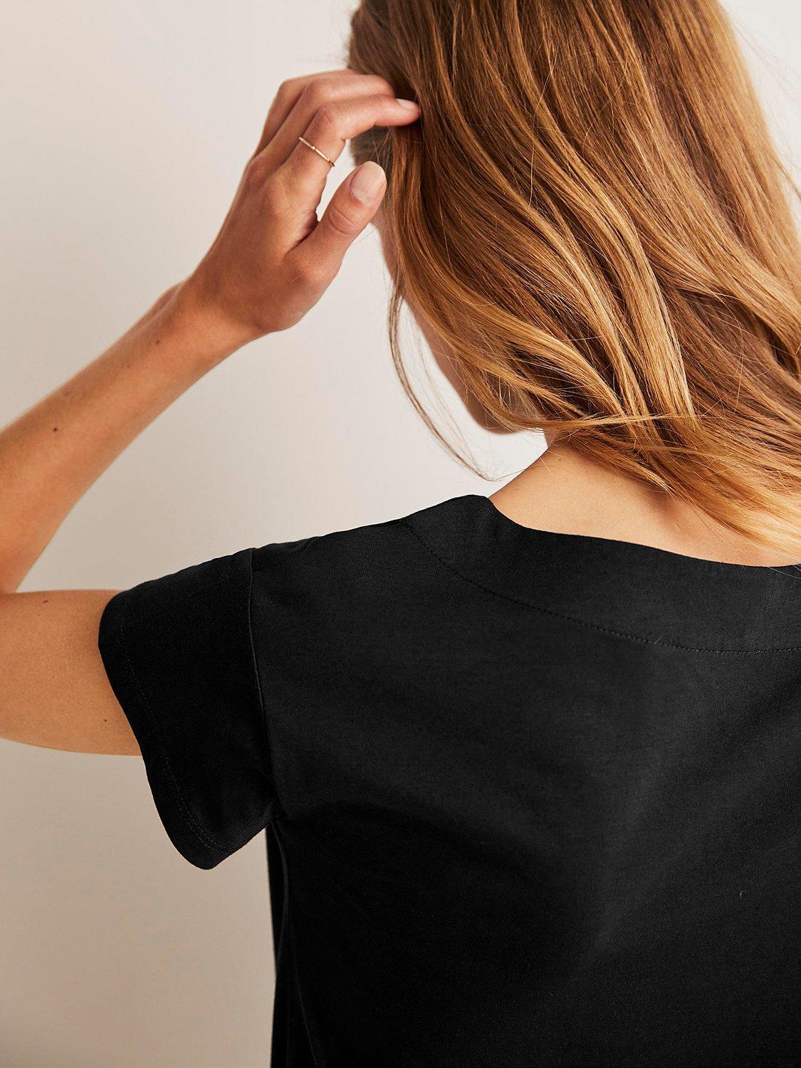 Product image 2 of 5, which shows Boden Supersoft Boat Neck T-Shirt, Black, 8