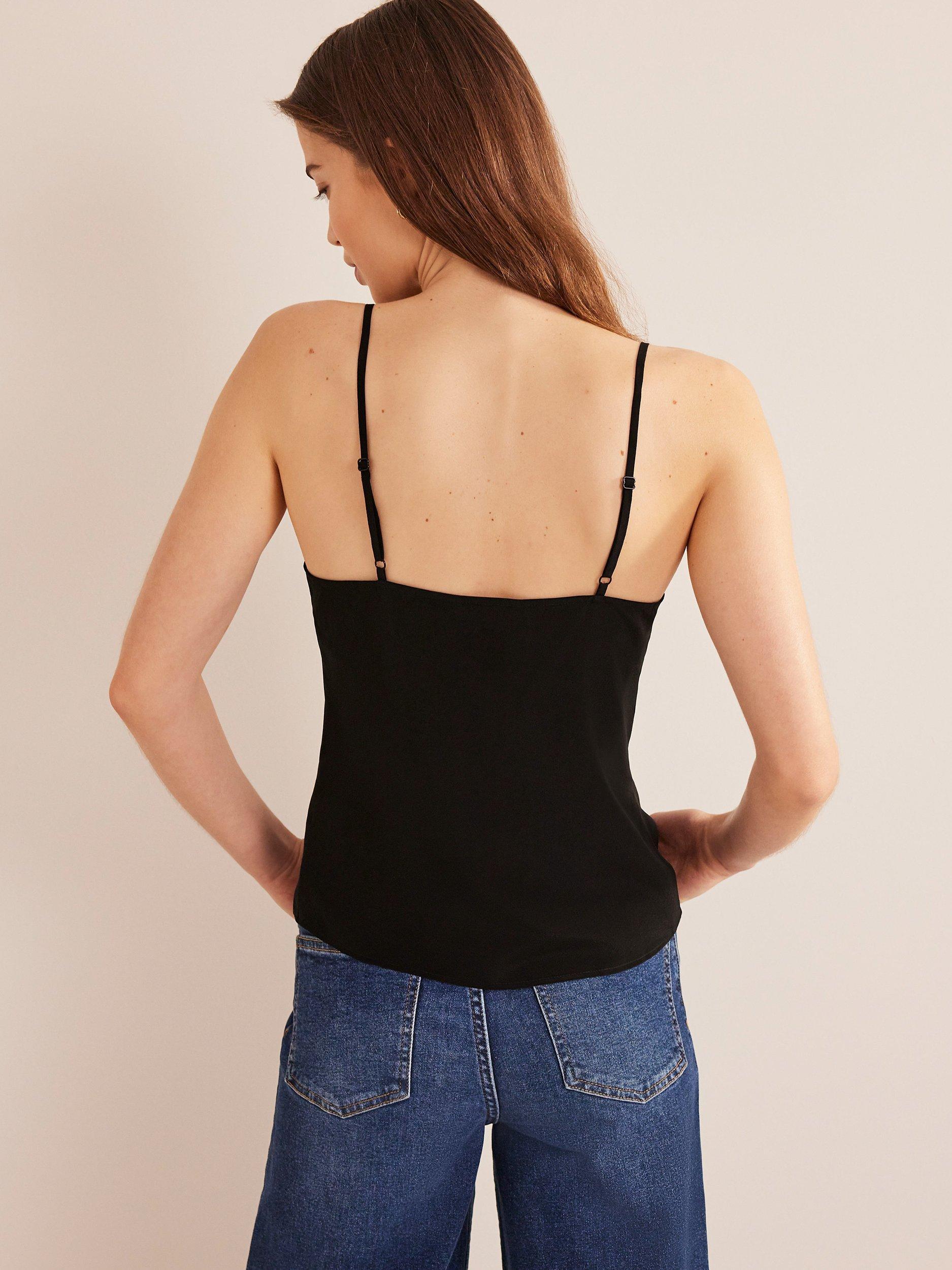 Product image 3 of 5, which shows Boden Silk Cami Top, Black, 8