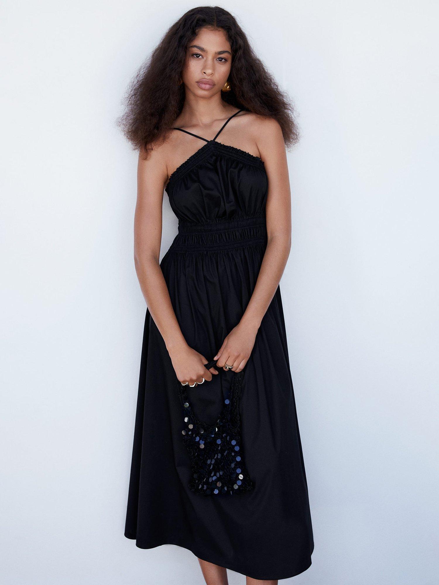 Mango Chloe Plain Halterneck Dress, Black