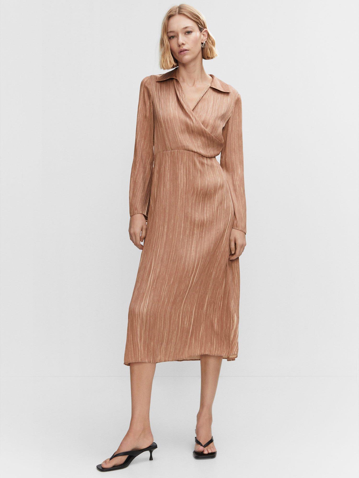 Mango Shirt Midi Dress, Brown