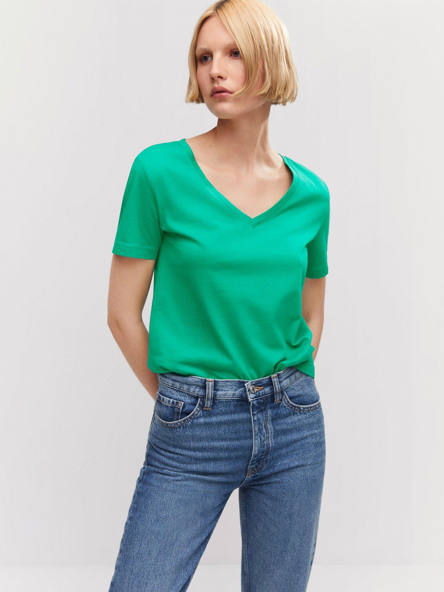 Mango Chalapi V-Neck T-Shirt, Green