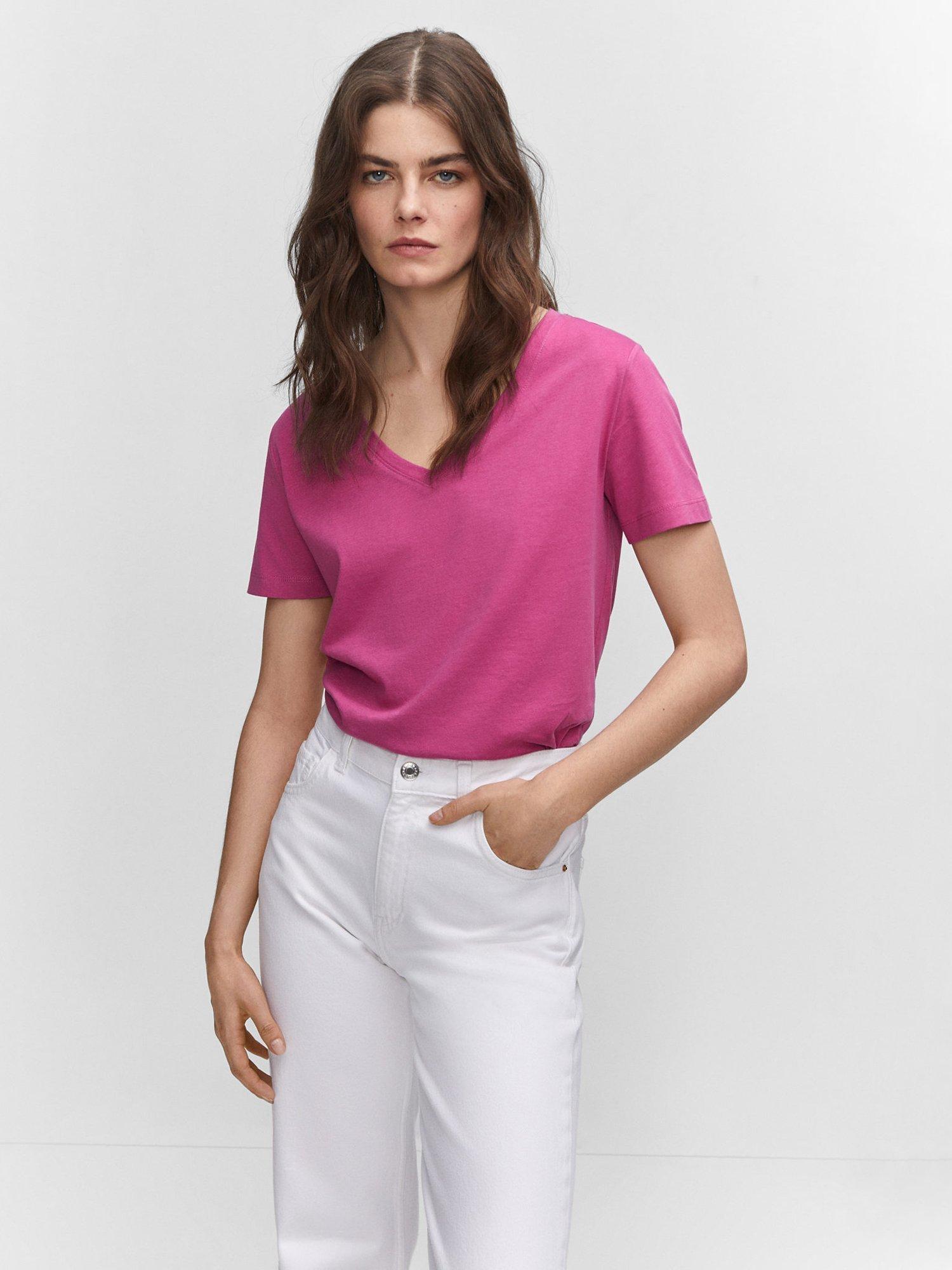 Mango Chalapi V-Neck T-Shirt, Pastel Purple
