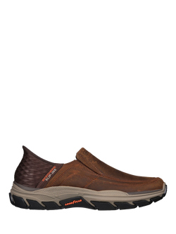 Skechers Respected Elgin Leather Slip On, Dark Brown