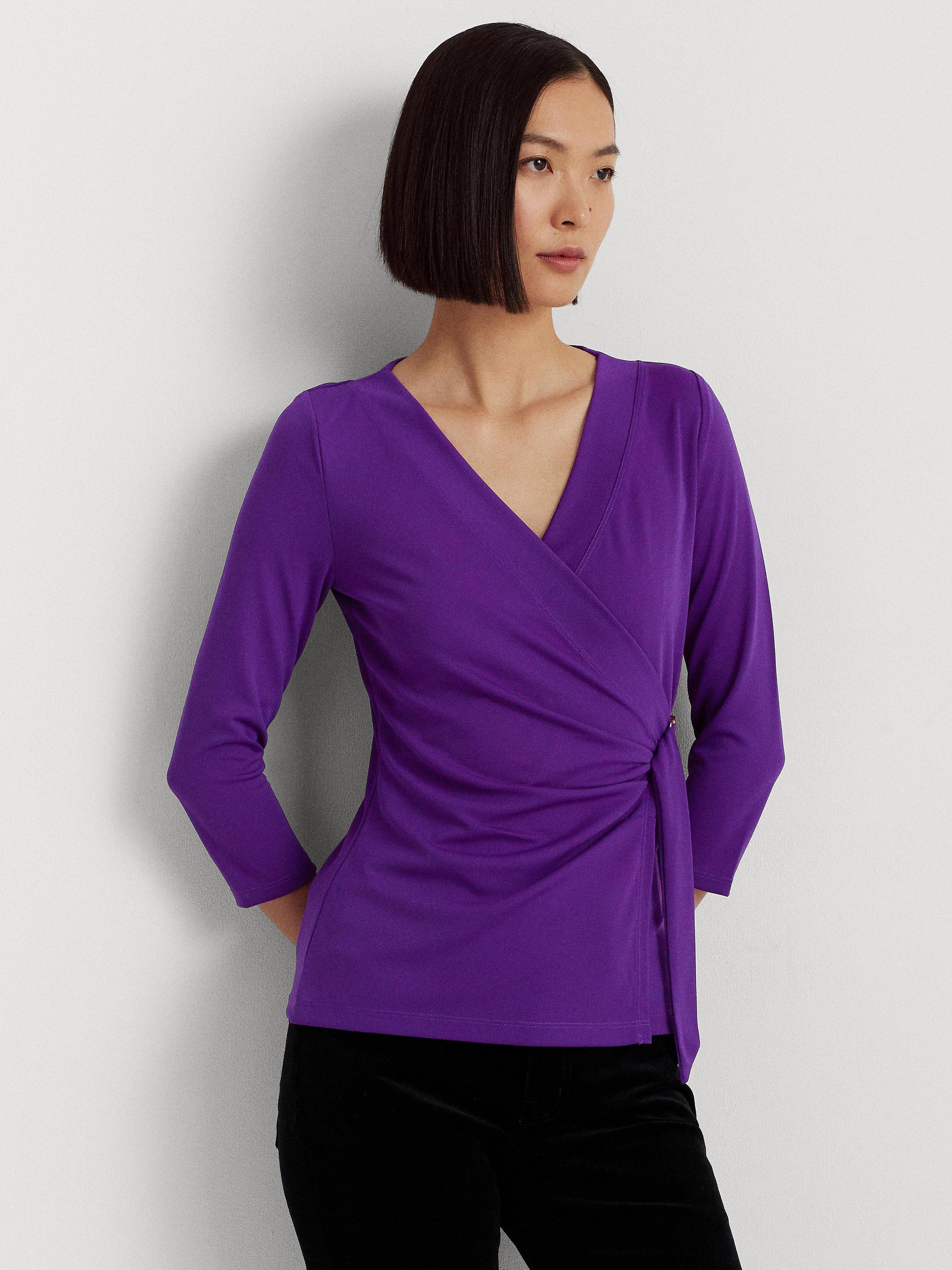 Lauren Ralph Lauren Jainab Wrap Jersey Top, Purple Agate