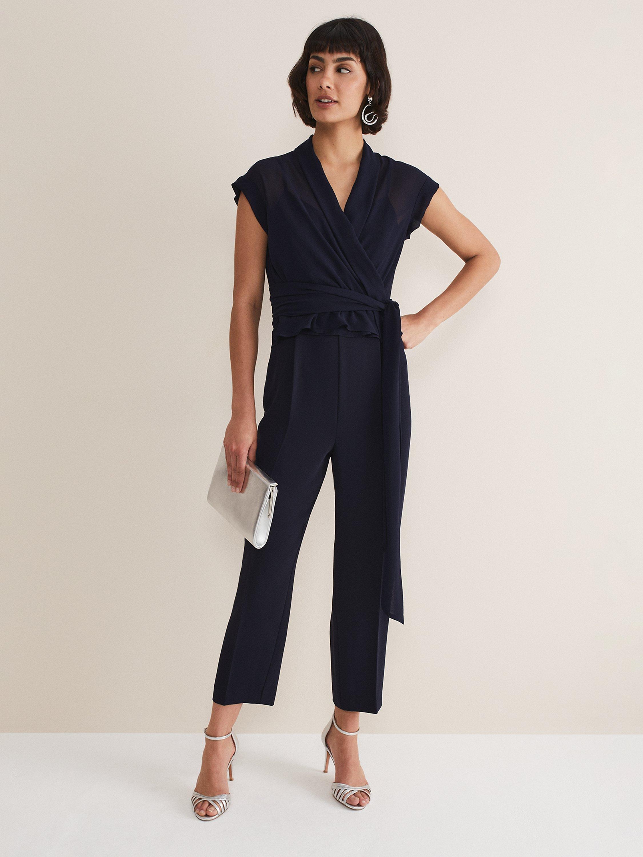 Phase Eight Leonora Chiffon Overlay Jumpsuit, Navy