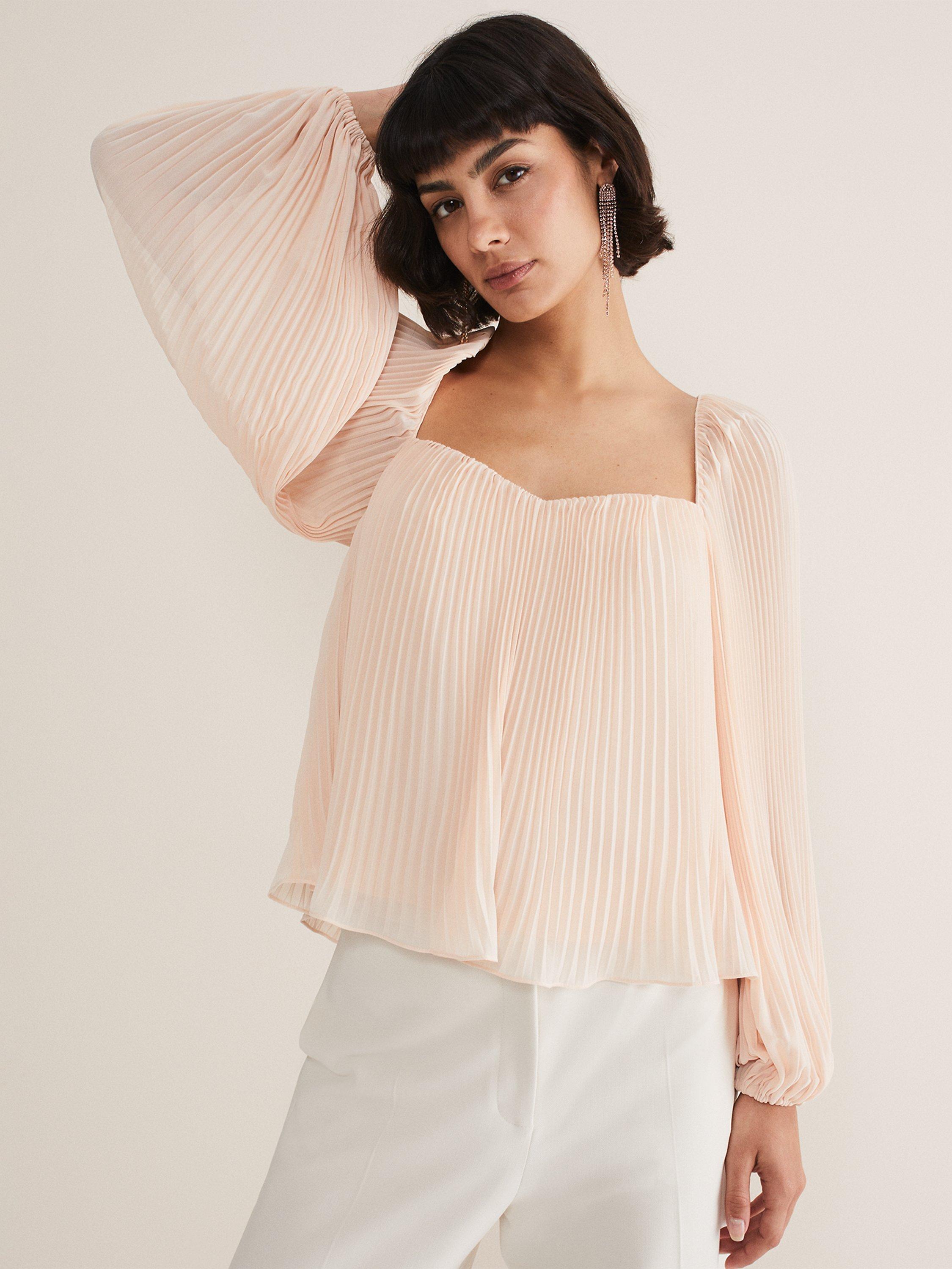 Phase Eight Nysa Pleated Top, Soft Pink