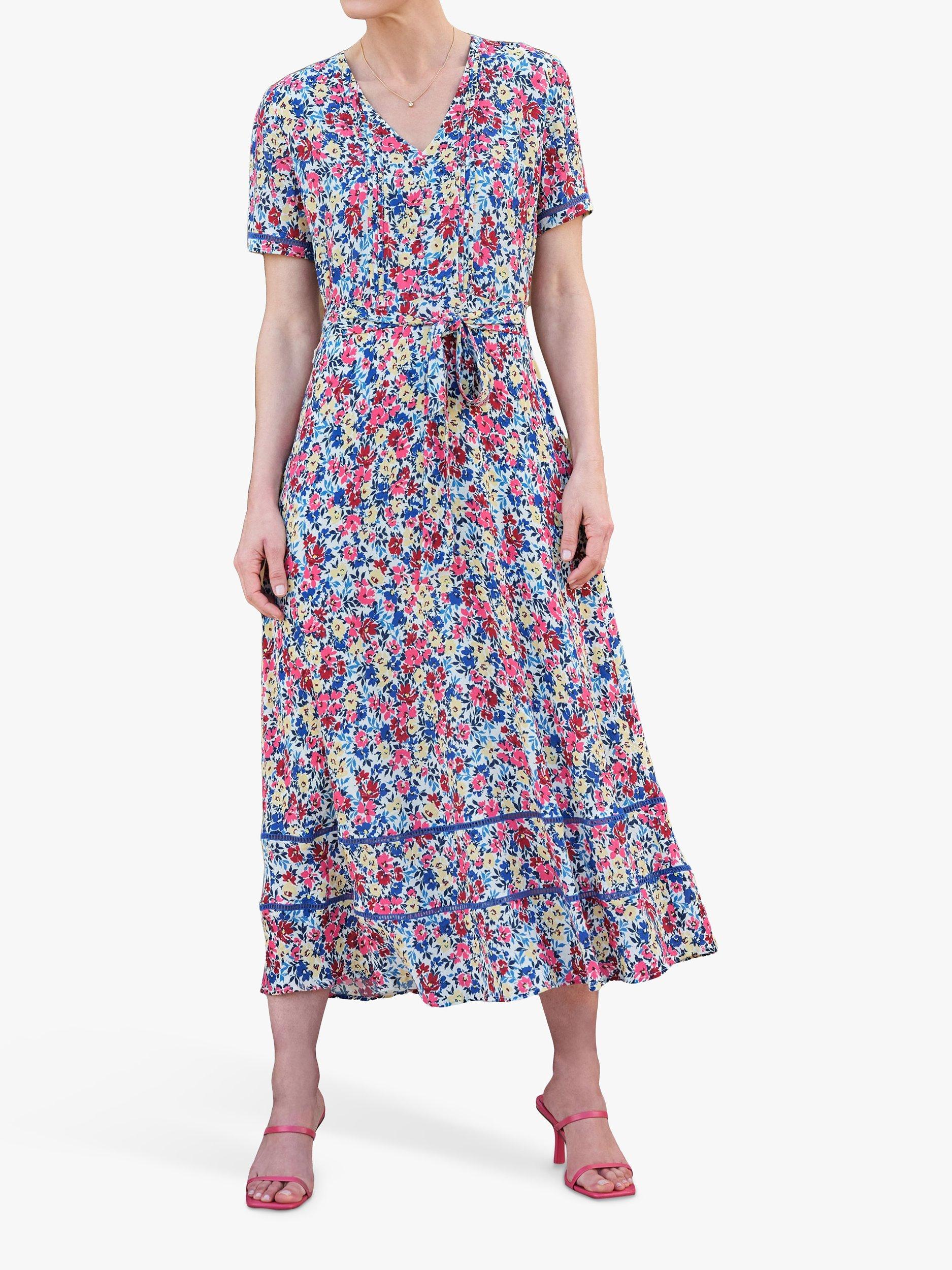 Product image 1 of 3, which shows Pure Collection Floral V-Neck Midi Dress, Multi, 10