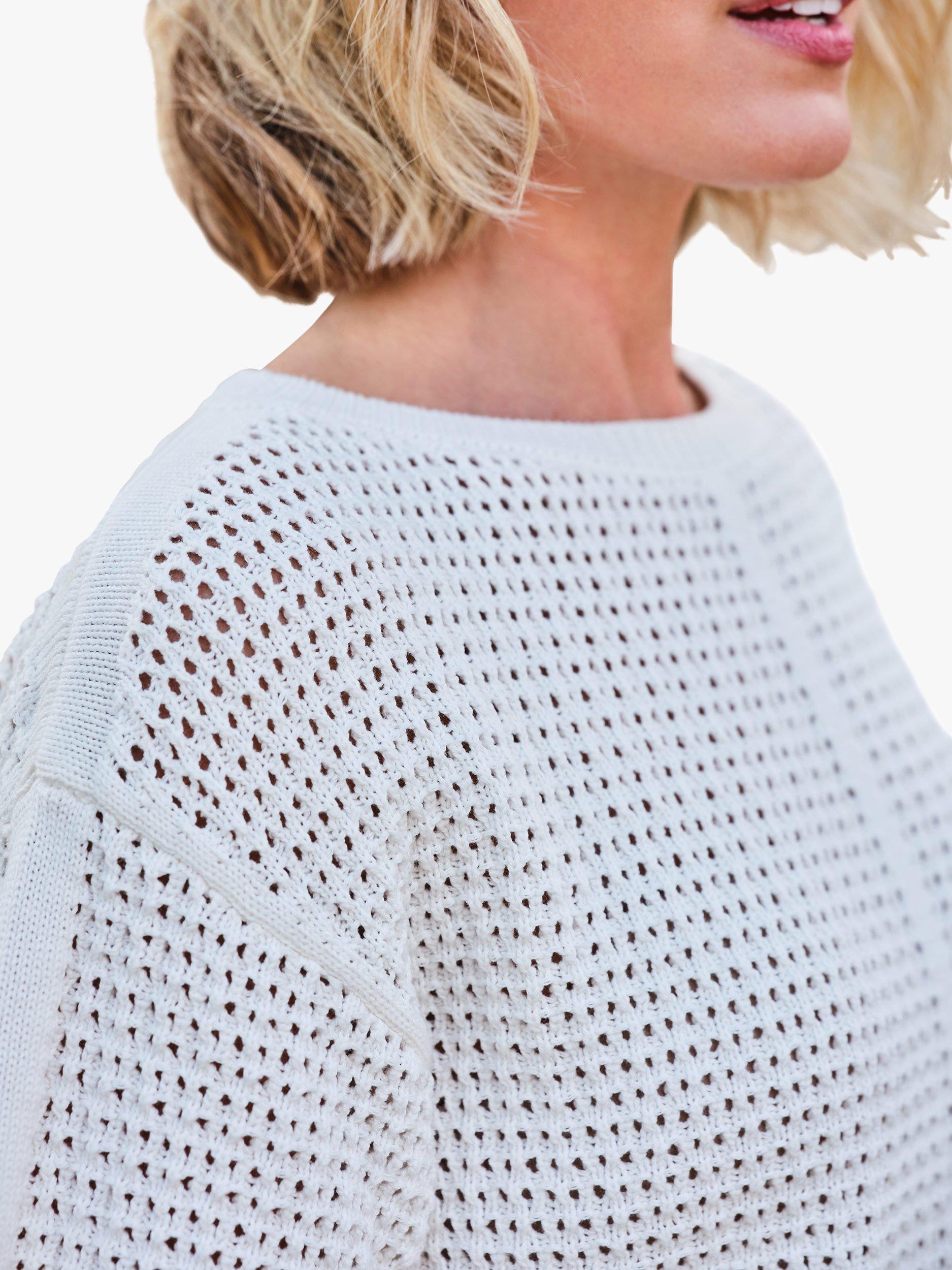 Product image 3 of 3, which shows Pure Collection Organic Cotton Stitch Interest Knit Top, Soft White, 10