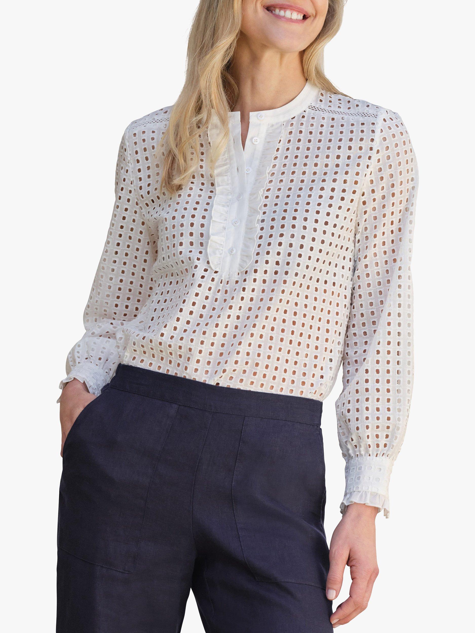 Product image 1 of 2, which shows Pure Collection Cotton Broderie Bloue, Soft White, 16