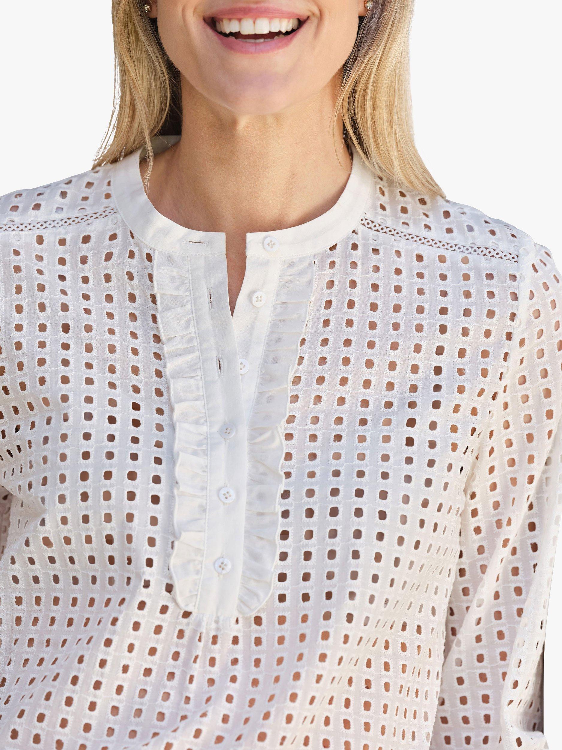Product image 2 of 2, which shows Pure Collection Cotton Broderie Bloue, Soft White, 16