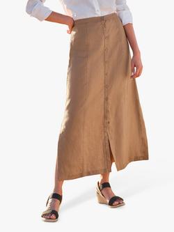 Pure Collection Button Through Linen Skirt, Camel