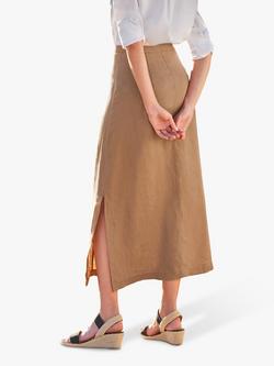 Pure Collection Button Through Linen Skirt - view 2, Camel