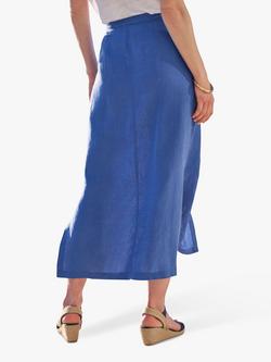 Pure Collection Button Through Linen Skirt - view 2, Cobalt