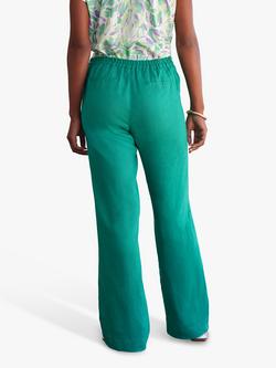 Pure Collection Laundered Linen Wide Leg Trouser - view 2, Jade