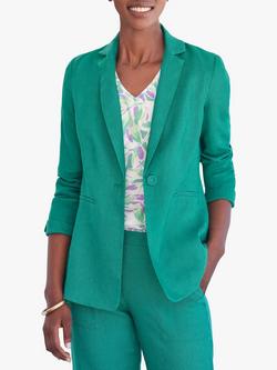 Pure Collection Single Breasted Linen Blazer, Jade, Jade
