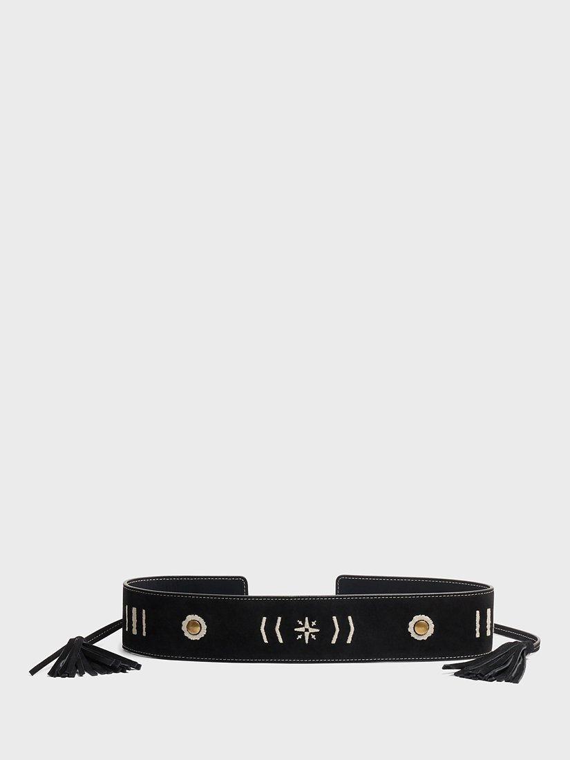 Gerard Darel Indira Suede Waist Belt, Black, One Size