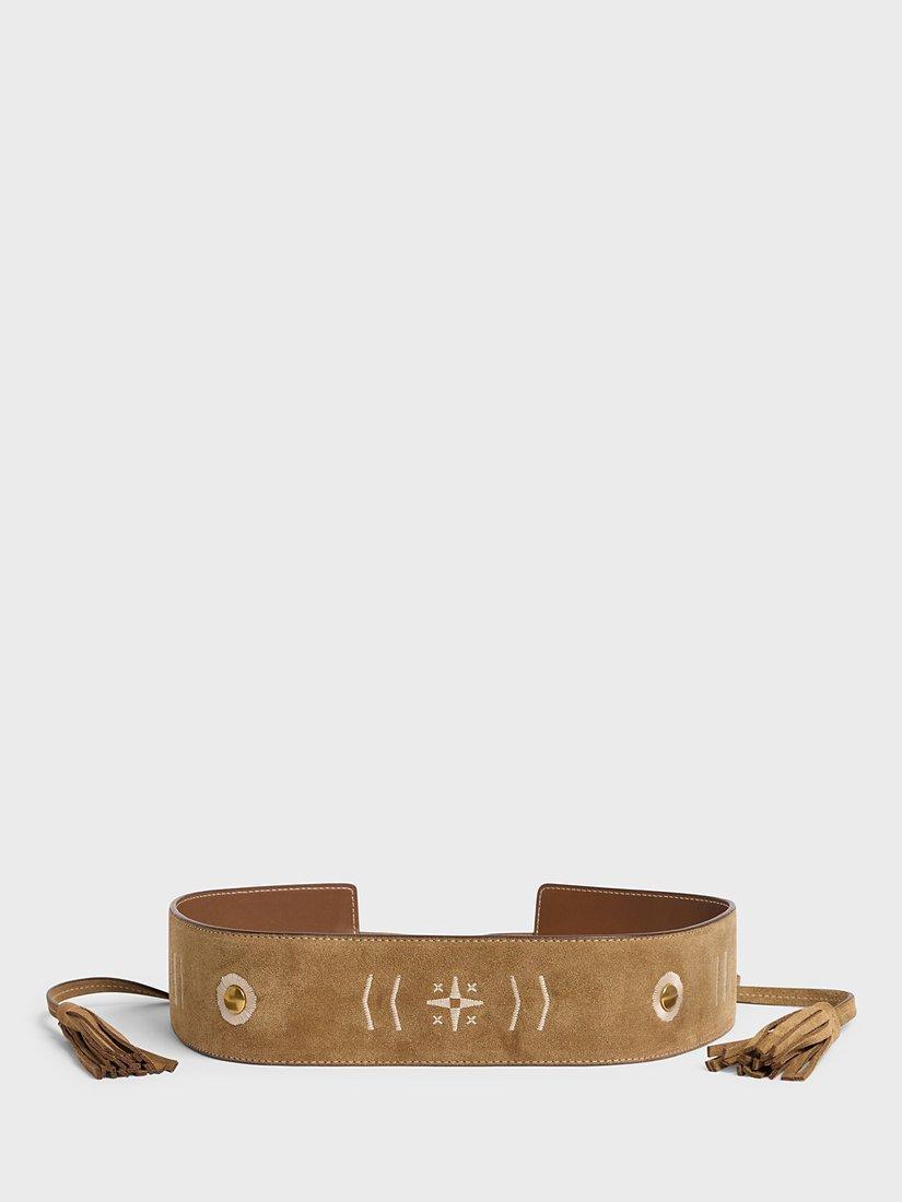Gerard Darel Indira Suede Waist Belt, Amber, One Size