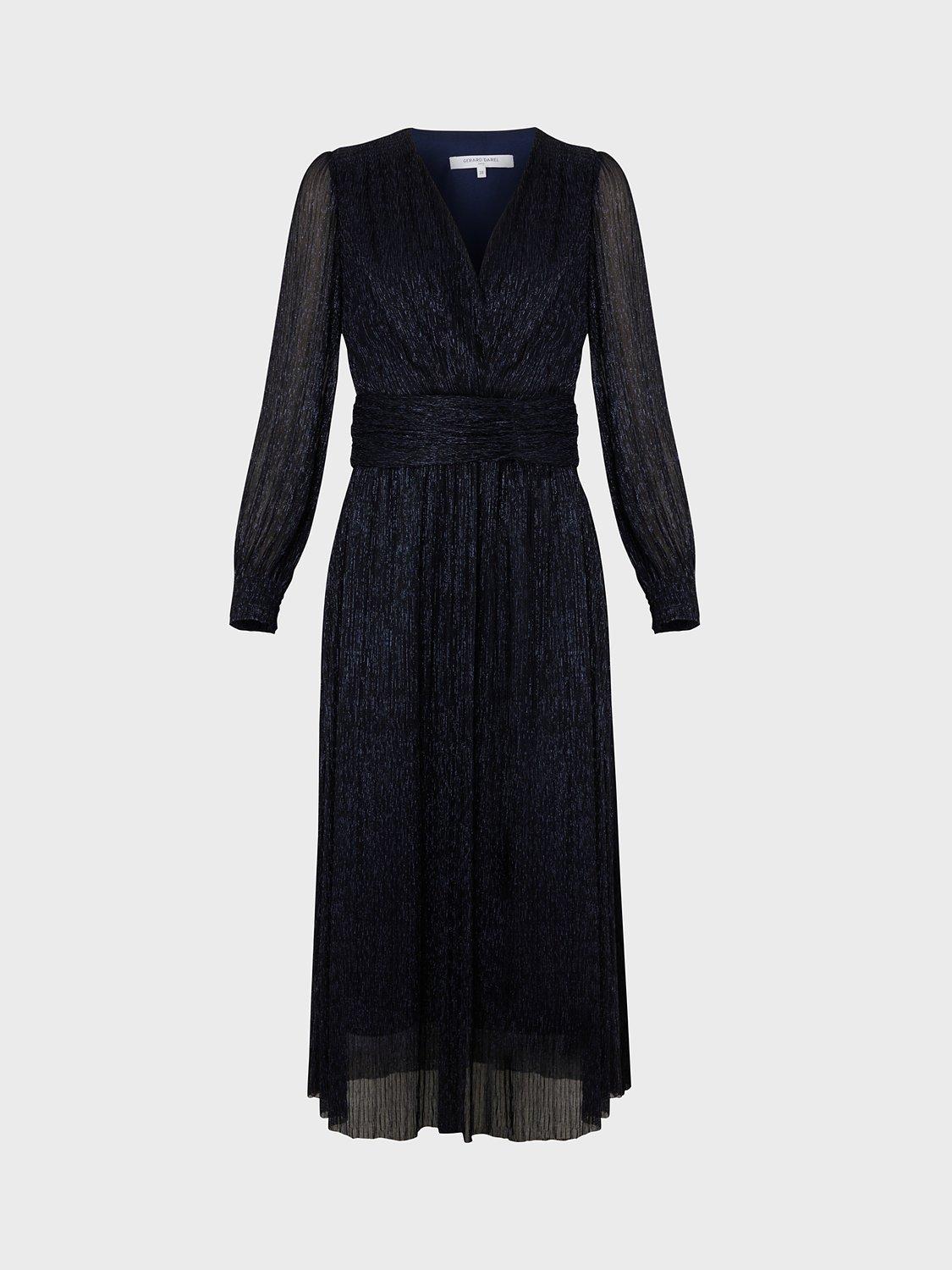 Gerard Darel Josiah Metallic Plisse Dress, Ink