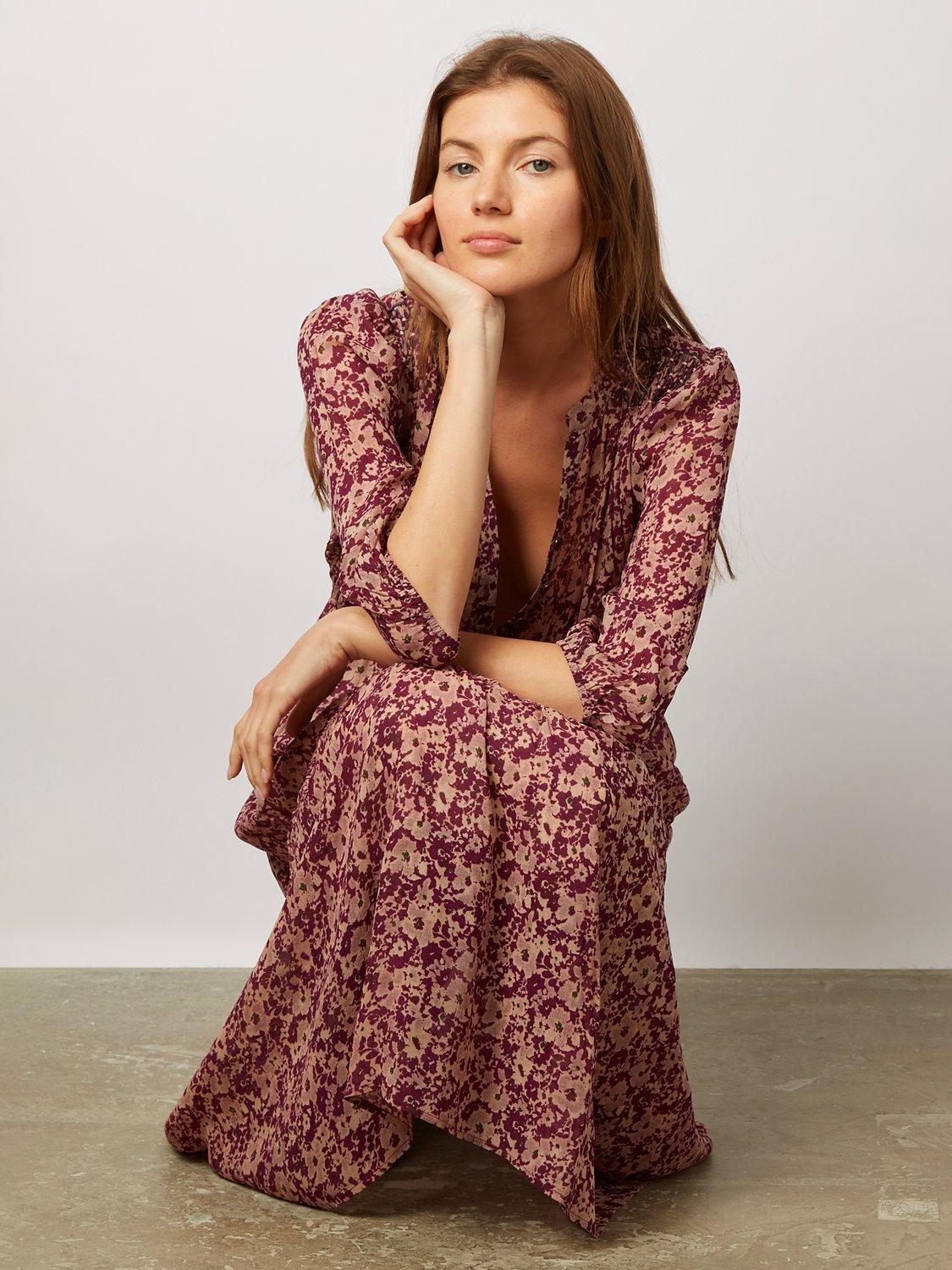 Gerard Darel Jameson Floral Print Midi Dress, Pink