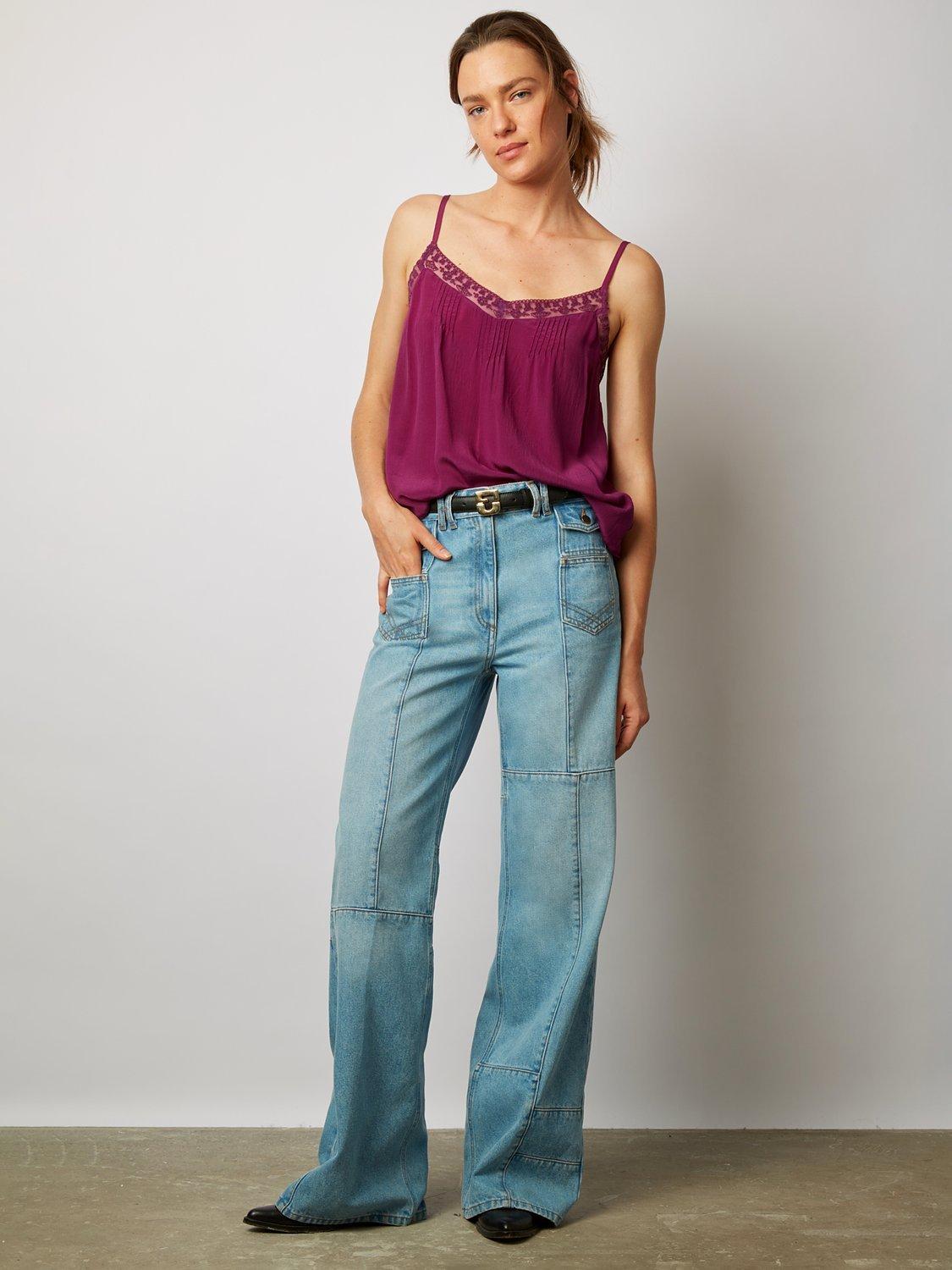 Gerard Darel Clara Silk Lace Cami Top, Pink