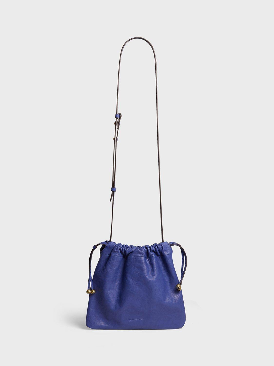 Gerard Darel Alice Leather Drawstring Cross Body Bag, Indigo