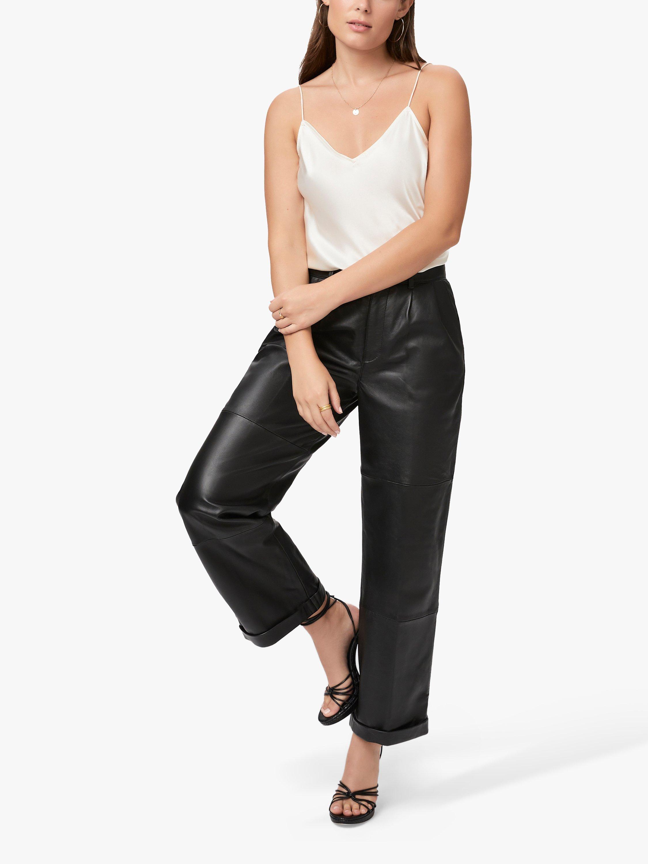 PAIGE Jia Leather Trousers, Black