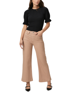 PAIGE Anessa Luxe Coated Wide Leg Ankle Jeans, French Latte, French Latte