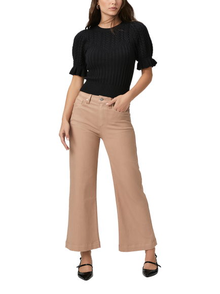 PAIGE Anessa Luxe Coated Wide Leg Ankle Jeans, French Latte, French Latte