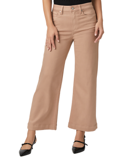 PAIGE Anessa Luxe Coated Wide Leg Ankle Jeans, French Latte - view 2, French Latte