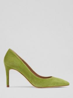 L.K.Bennett Floret Pointed Toe Suede Court Shoes, Green