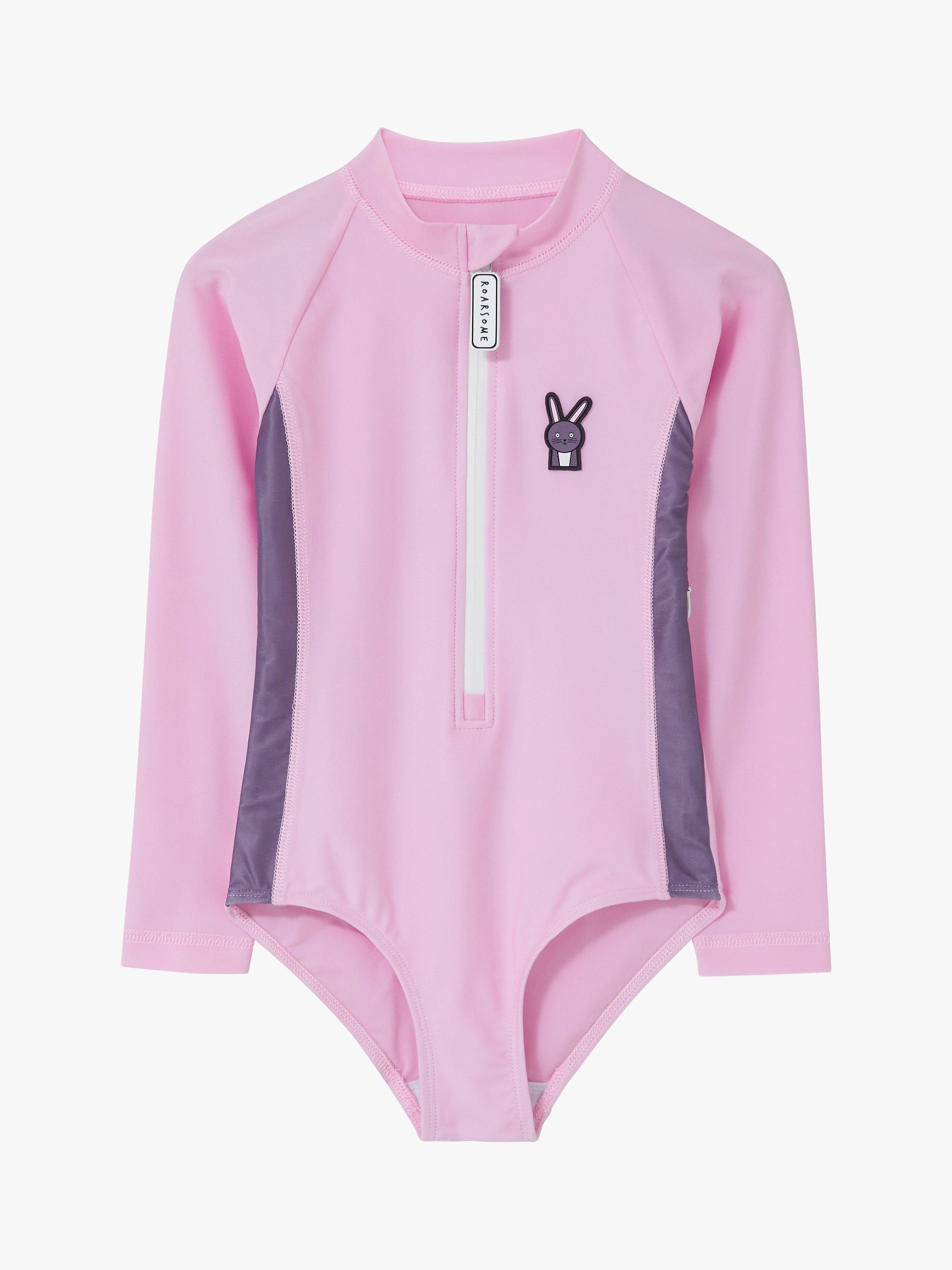 Product image 1 of 6, which shows Roarsome Kids' Hop The Bunny Swimsuit, Pink, 2-3 years