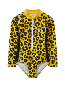 Roarsome Kids' Dash Leopard Print Swimsuit, Mid Yellow, Mid Yellow