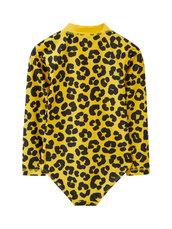 Roarsome Kids' Dash Leopard Print Swimsuit, Mid Yellow - view 2, Mid Yellow
