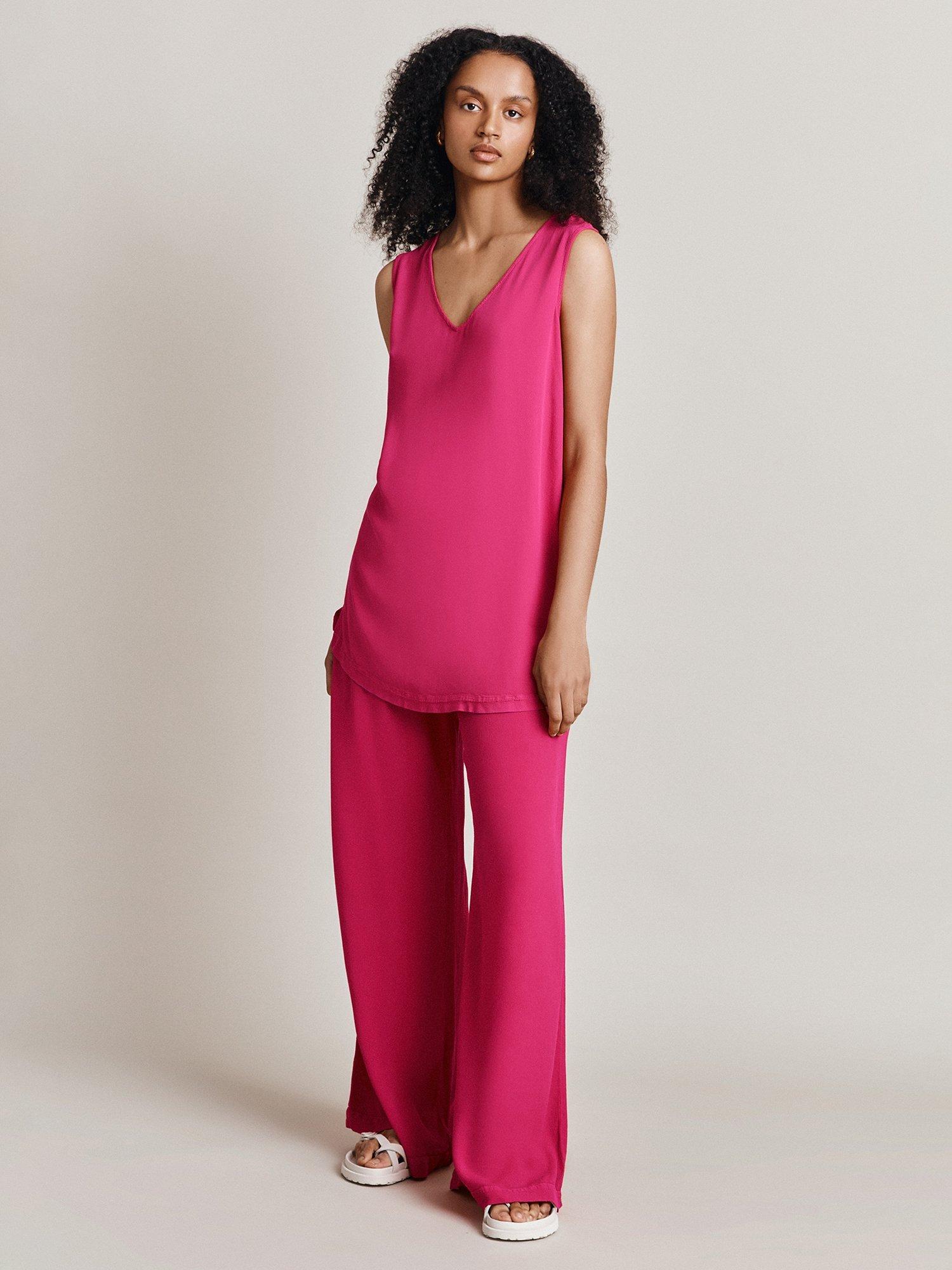 Ghost Harper Wide Leg Trousers, Bright Pink