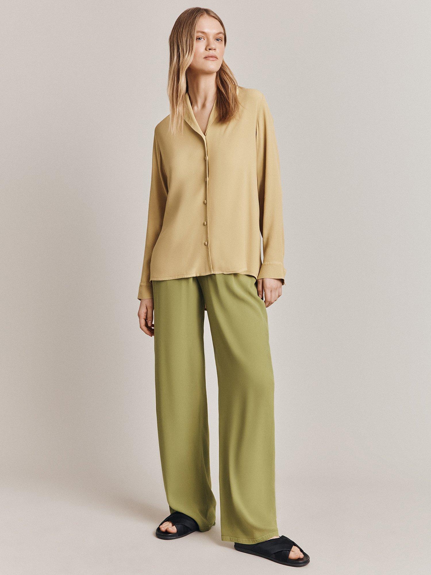 Ghost Olivia Wide Leg Trousers, Forest Green