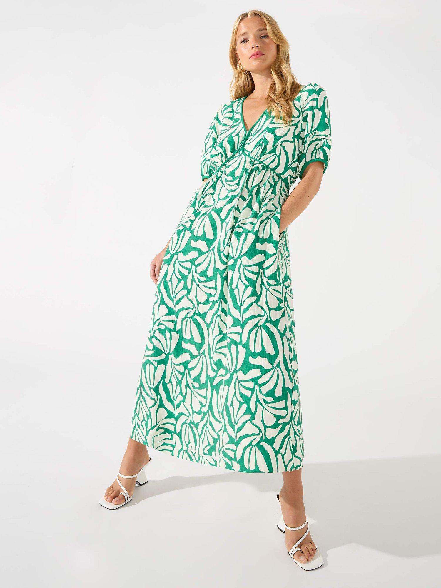 Ro&Zo Abstract Print Maxi Dress, Green/White