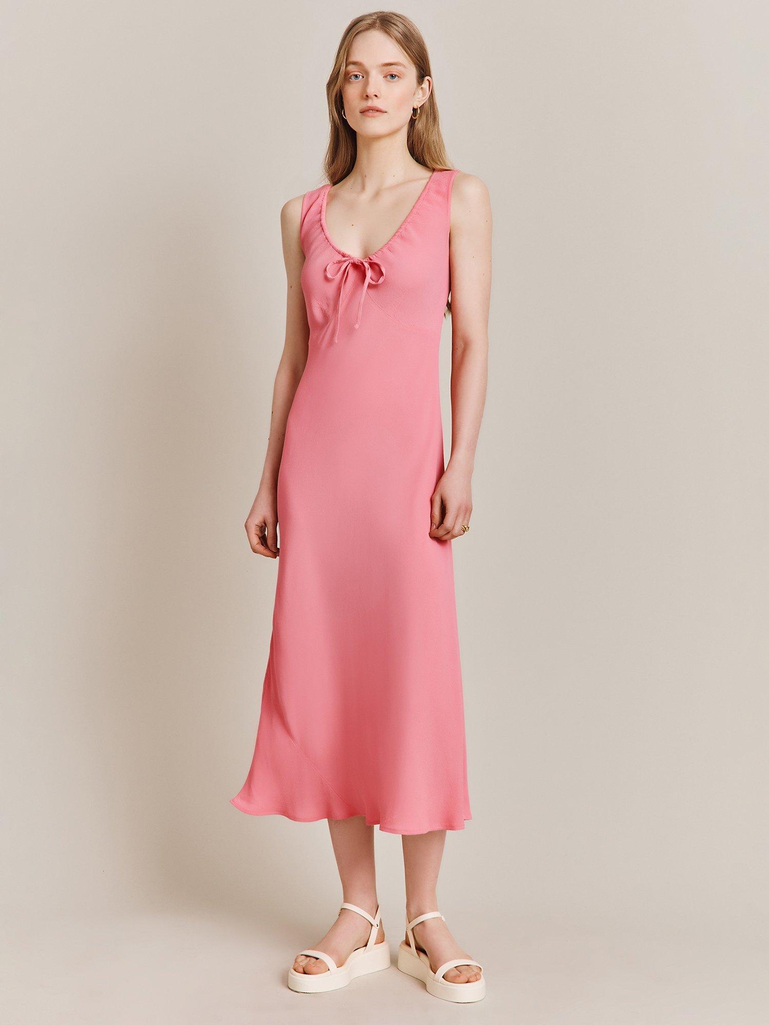 Ghost Trixie Tie Detail Midi Dress, Blossom