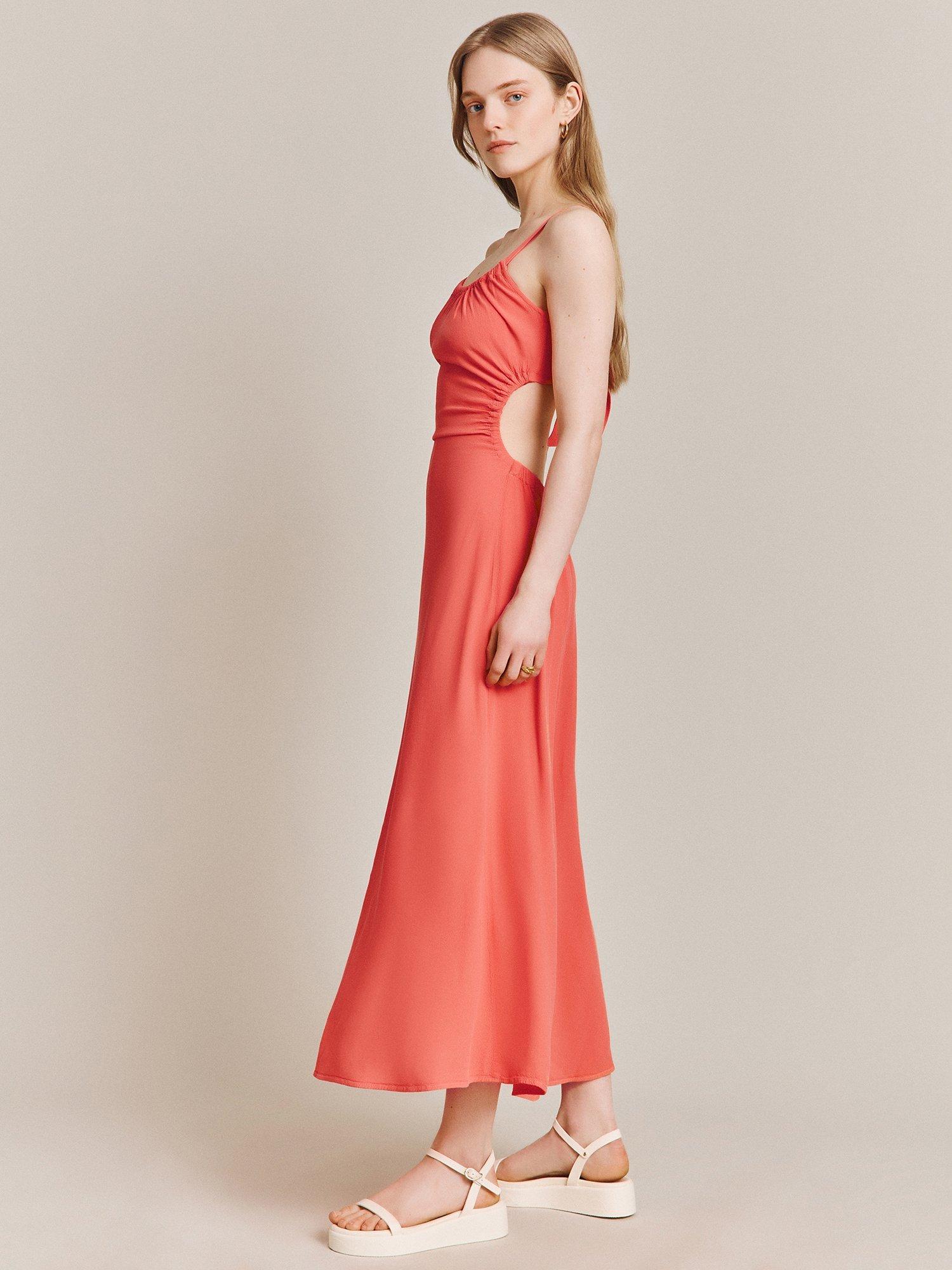 Ghost Sophie Crepe Satin Slip Dress, Coral