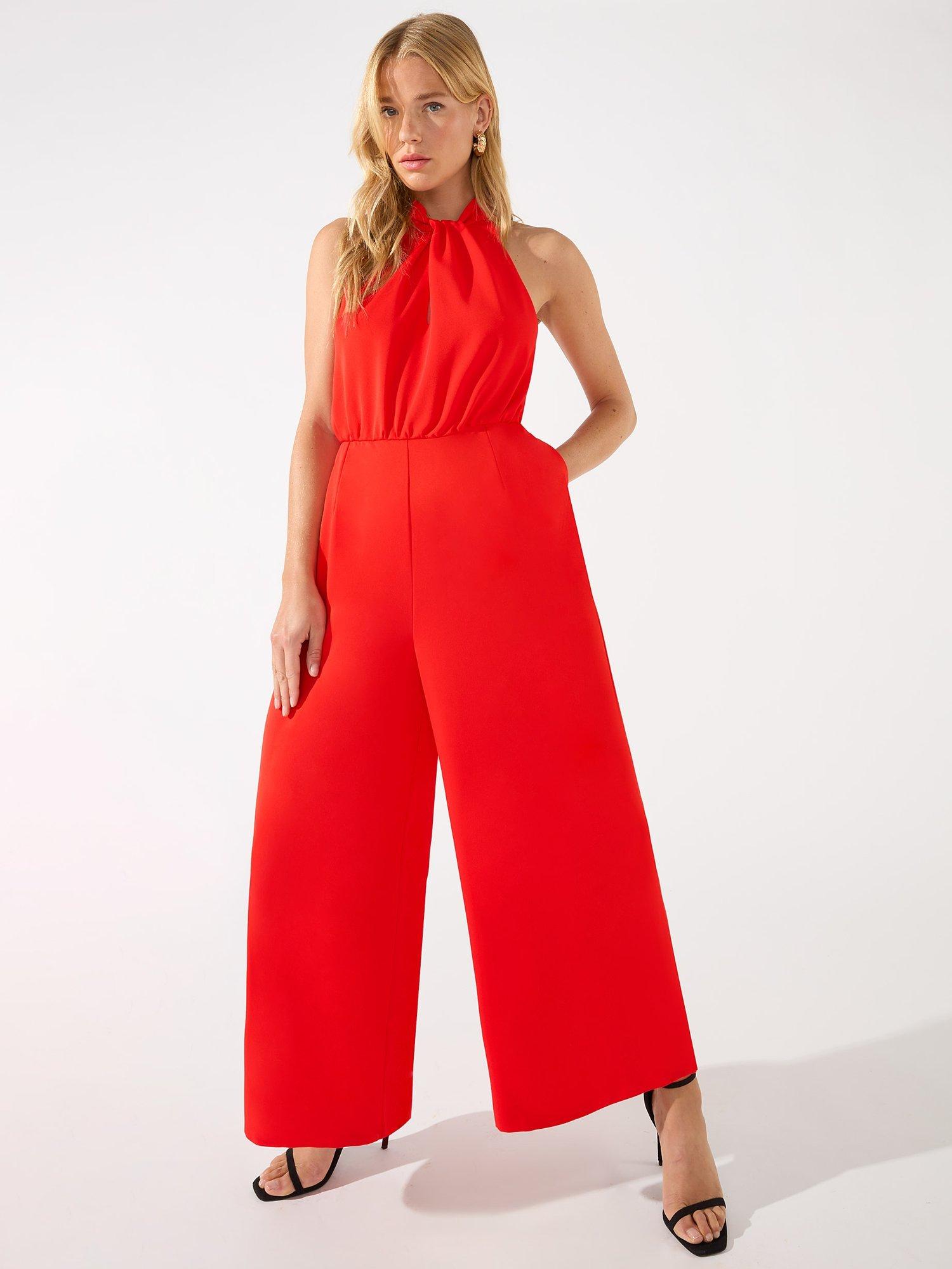 Ro&Zo Sophia Twist Neck Culotte Jumpsuit, Red