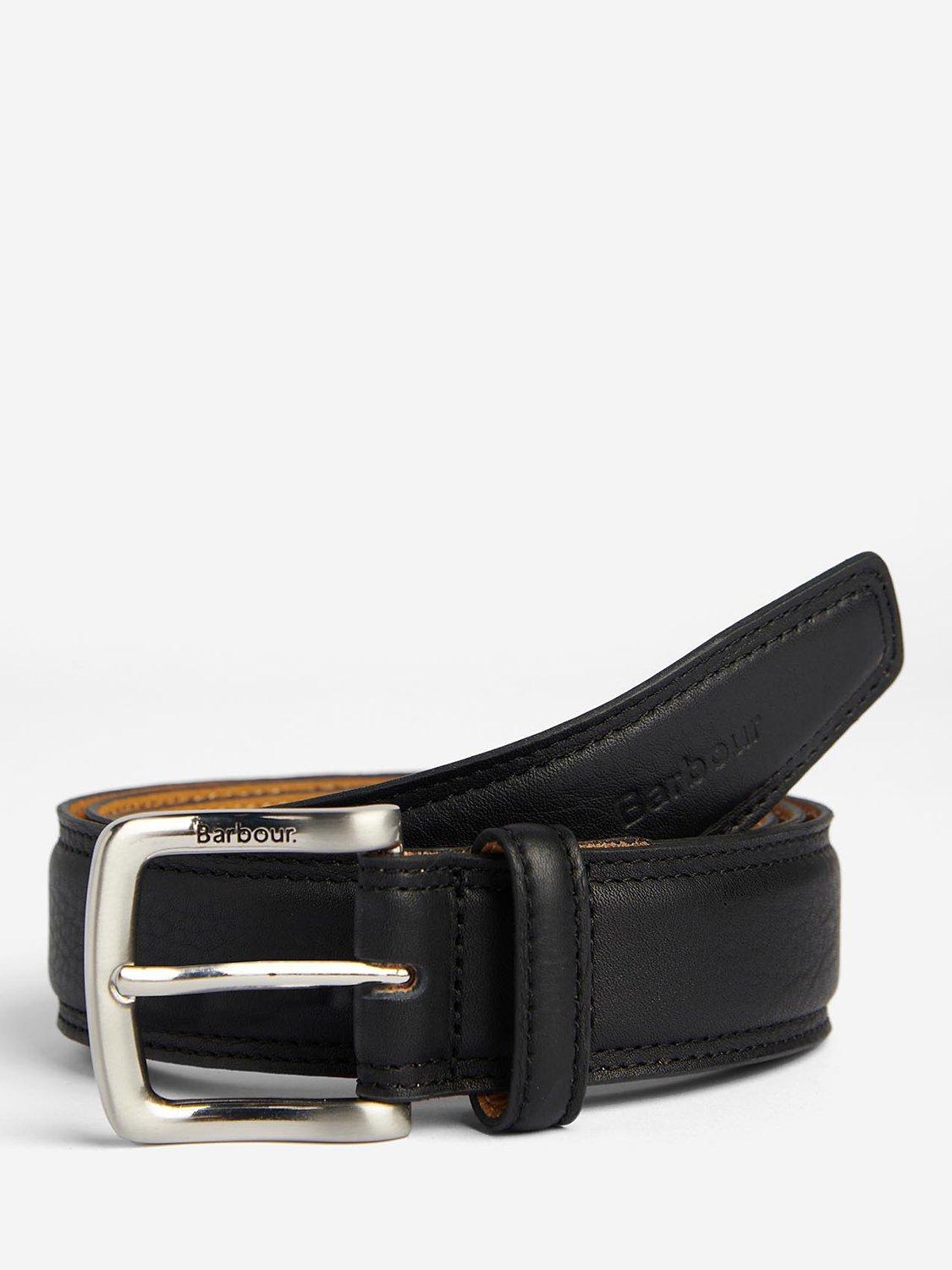 Barbour Moray Leather Belt, Black