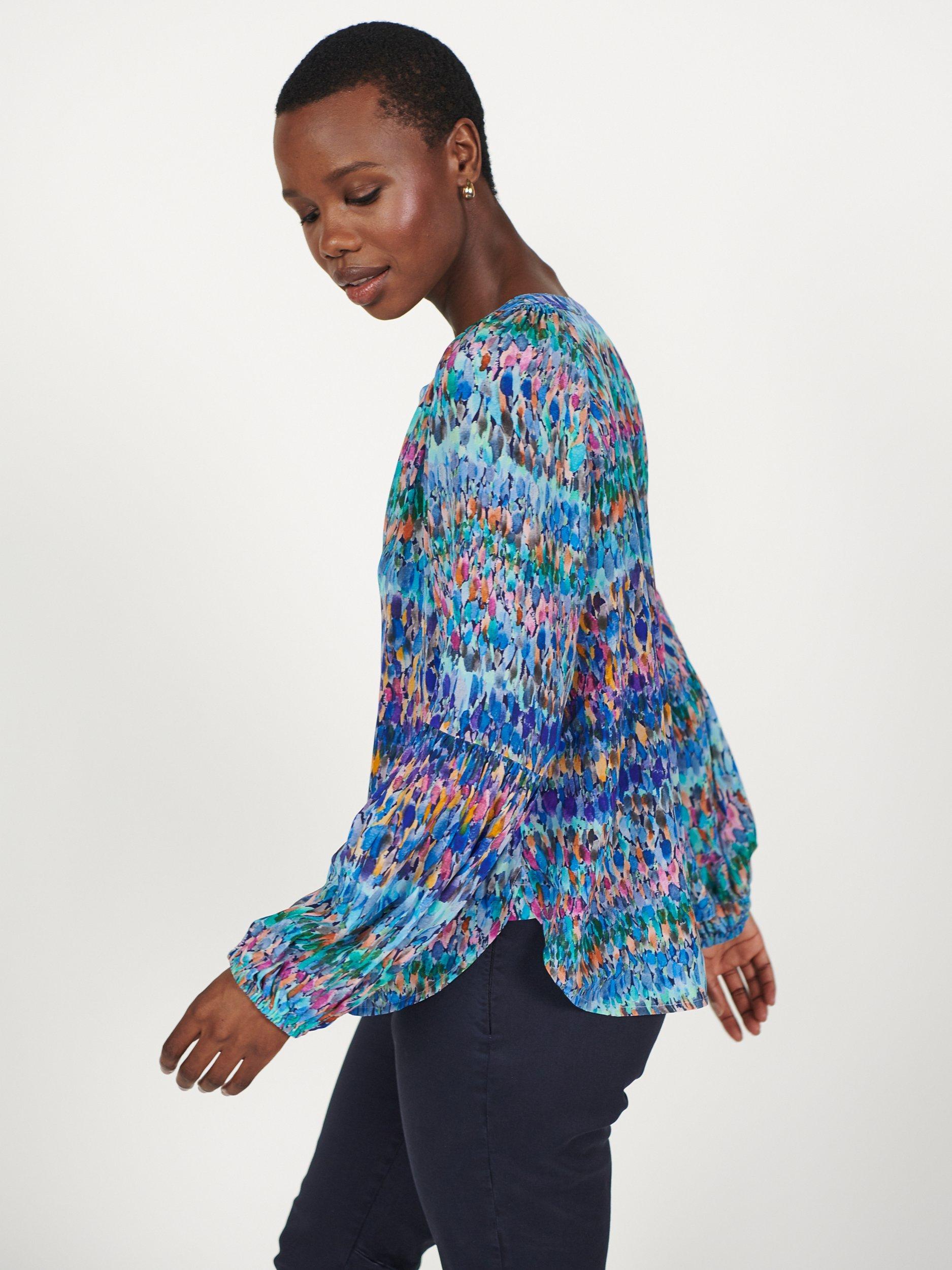 Product image 3 of 6, which shows NRBY Ophelia Silk Shirt, Blue Splash, XS