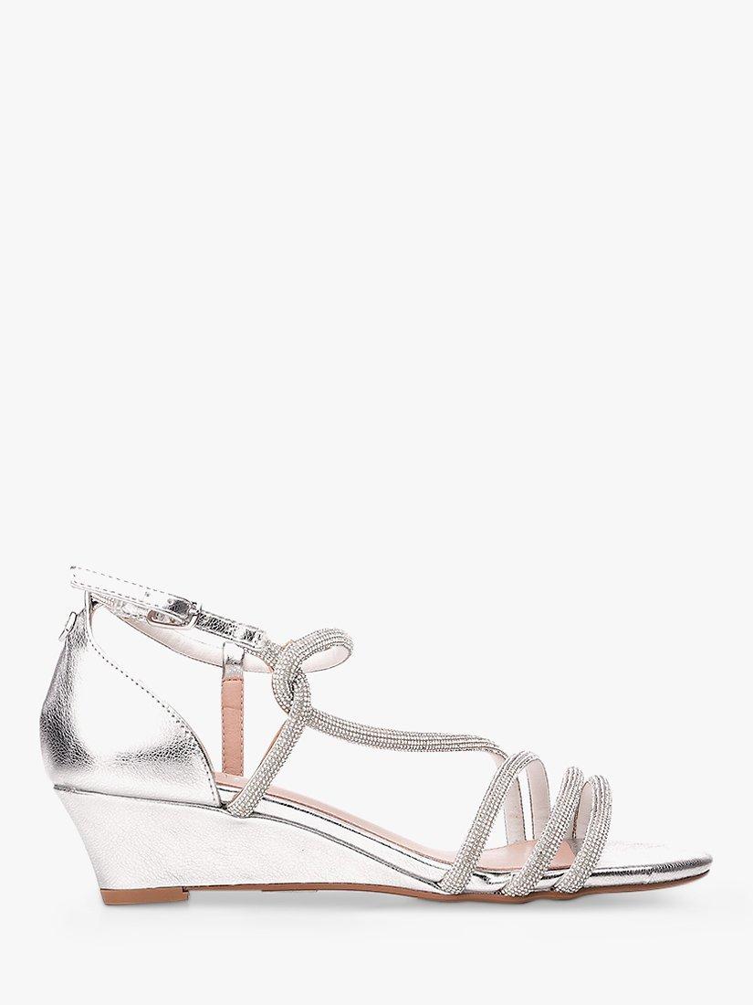 Moda in Pelle Yazmina Leather Wedge Heel Sandals, Silver
