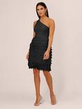 Aidan by Adrianna Papell Chiffon Feather Cocktail Dress, Black