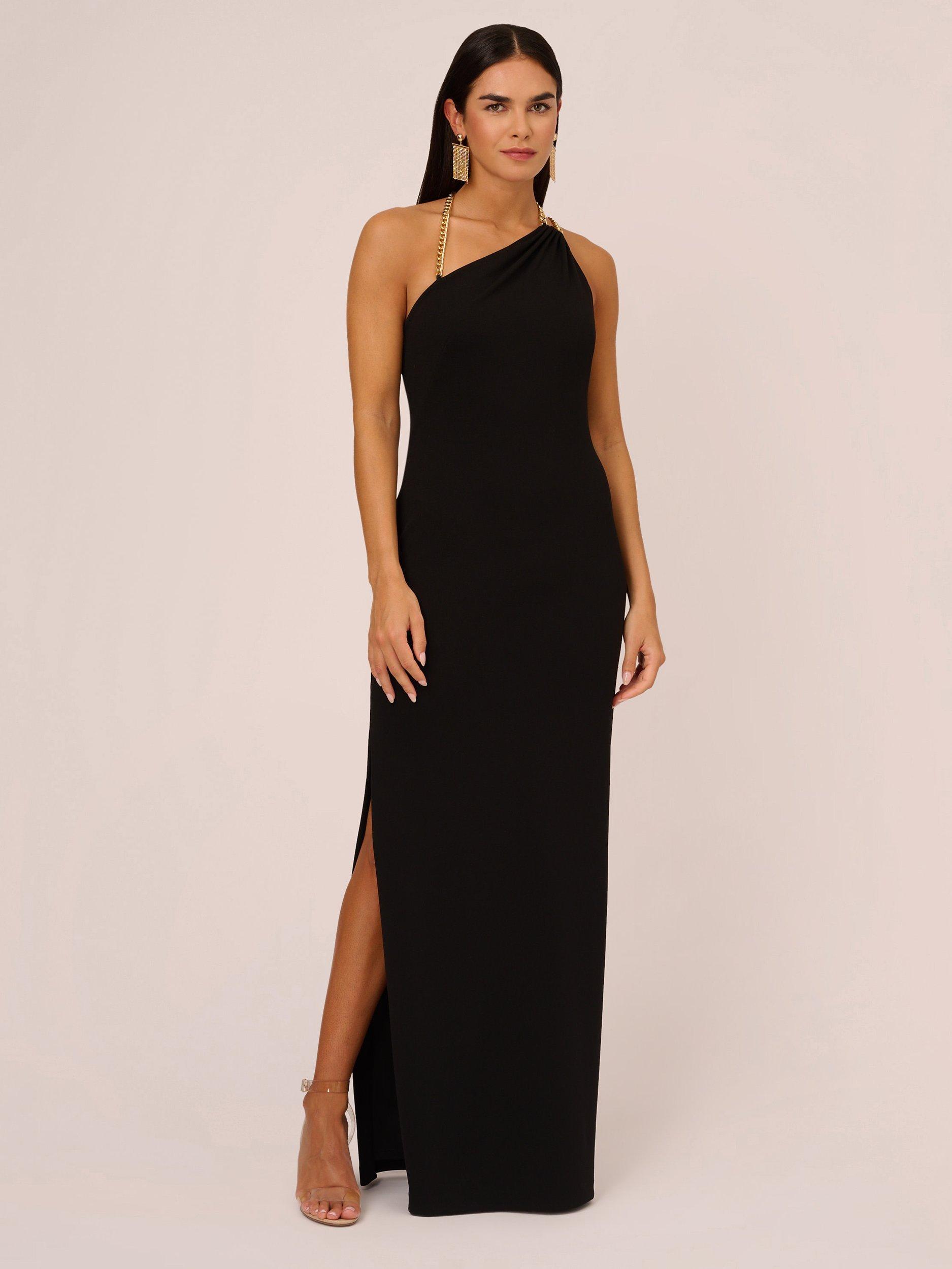 Aidan by Adrianna Papell Chain Strap Column Dress Black