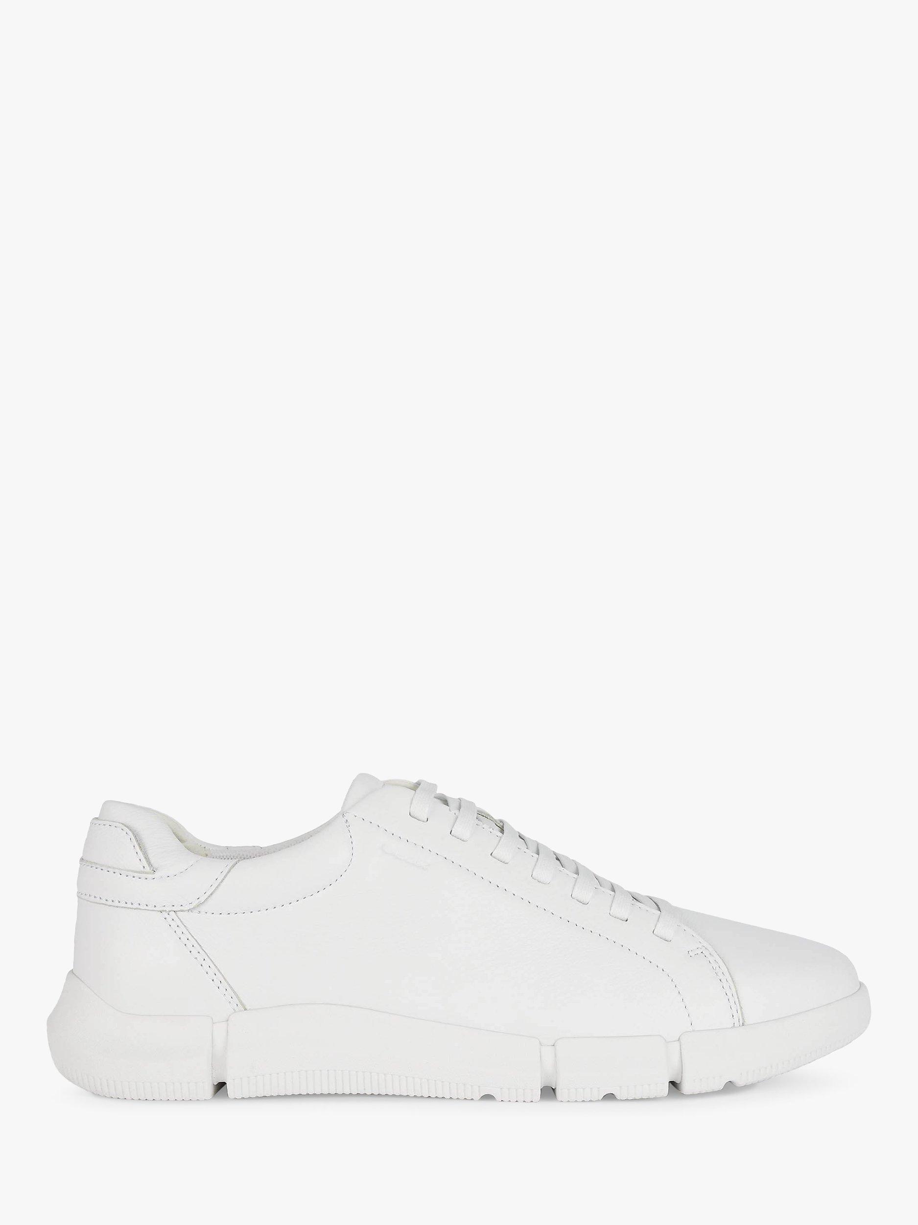 Geox Adacter Wide Fit Leather Lace Up Trainers, White
