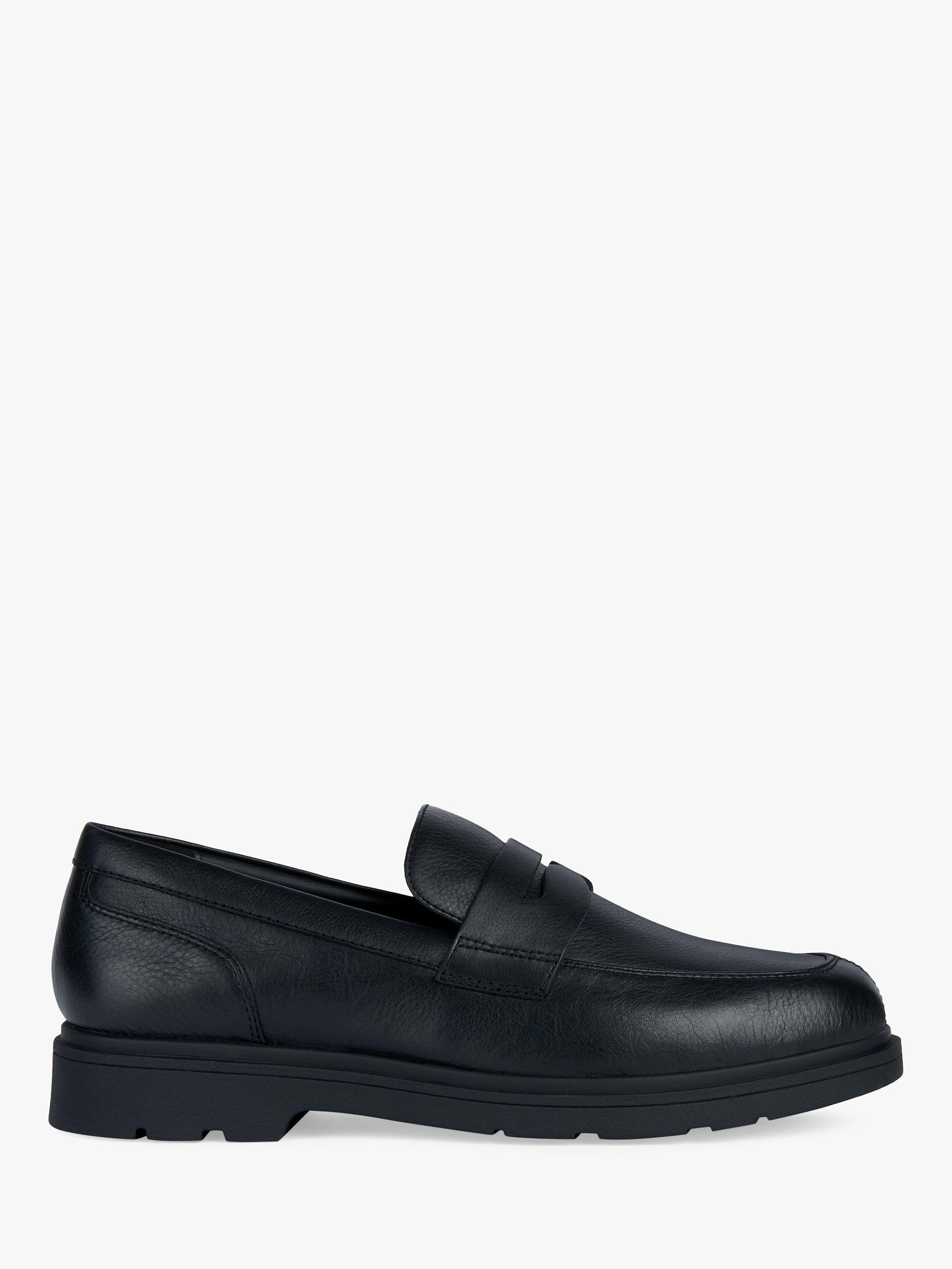 Geox Spherica Wide Fit EC1 Leather Loafers, Black